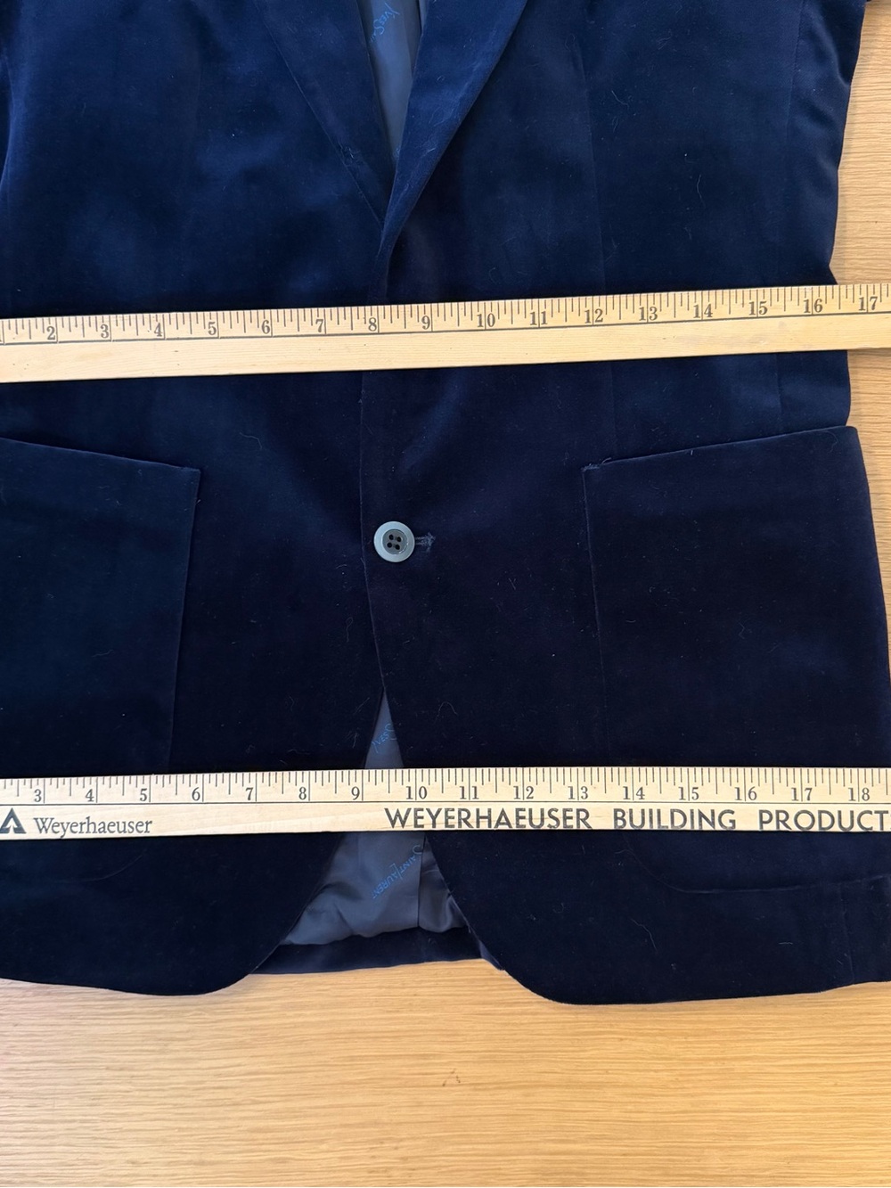 VTG 1970s Yves Saint Laurent DEADSTOCK navy velvet smoking jacket 37S - Picture 12 of 13